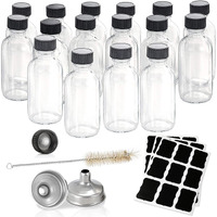 Hadatido 2Oz Glass Bottles With Caps,Wellness Shot Sample Bottles For Bourbon Whiskey,Liquor,Juice,Potion,Oils,Vanilla Extract,Tincture,Hot Sauce,With Funnels,Labels,Brush,No Leakag 16Pack