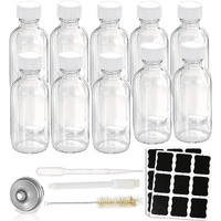 Z-Synka 2Oz Small Glass Bottles With Lids,60Ml Boston Round Wellness Shot Bourbon Whiskey Sample Bottles 2Oz For Liquor,Juices,Sauces,Essential Oils,Hot Sauce,Leak Proof 10 Pack