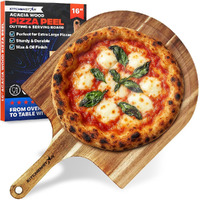 Kitchenstar 16-Inch Acacia Wood Pizza Peel - Extra Large Wooden Cutting & Serving Board With Handle - Natural Oil Finish - Ideal Pizza Oven Accessory For Easy Sliding & Prep