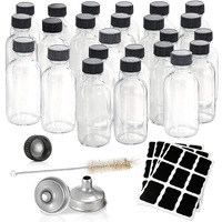 Hadatido 24Pack 2Oz Glass Shot Bottles With Caps,Liquor Sample Bottles For Bourbon Whiskey,Potion,Oils,Vanilla Extract,Tincture,Hot Sauce,Syrup,Juice,With Funnels,Labels,Brush,No Leakag