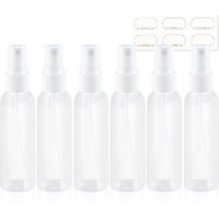 Zizemoja 2Oz 3 Pack Small Spray Bottle 60Ml, Clear Plastic Travel Spray Bottle, Empty Mini Sprayer Bottles For Face, Toner, Liquids, Essential Oils With Labels