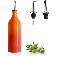 Sweejar Ceramic Olive Oil Dispenser Bottle, 20 Oz Evoo Oil And Vinegar Dispensing Bottle With Spout For Kitchen, Set Of 1, 24 Fl Oz (Gradient Orange)