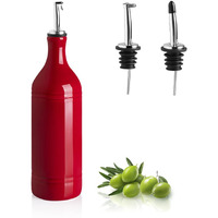 Sweejar Large Ceramic Olive Oil Dispenser Bottle, Opaque Oil Cruet Protects Oil To Reduce Oxidation, Suitable For Storage Oil, Vinegar, Soy Sauce & Other Liquids, Pack Of 1, 24 Fl Oz (Red)