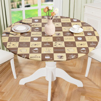 Misaya Round Fitted Tablecloth With Elastic Edge, 100% Waterproof Oil Proof Plastic Table Cover, Vinyl Flannel Backed Tablecloth Fits 57""-66"" Round Tables For Dinner, Outdoor, Picnic, Coffee