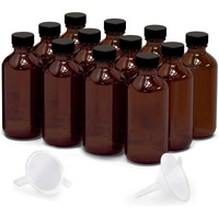 12 Pack 2Oz Amber Glass Bottles For Vanilla Extract, Boston Round Leak-Proof Brown Glass Jars With Caps, Bonus Funnel - Ideal For Homemade Extracts, Essential Oils, Diy Christmas Party Gift Supplies