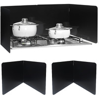 2 Pieces Grease Splatter Guard 2 Sided Foldable Stainless Steel Splatter Guard Oil Splash Guard For Grease Stainless Steel Backsplash For Stove Frying Pan Splatter Guard (Black, 15.7"" X 15.7"")
