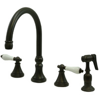 Kingston Brass Ks2795Plbs 8-Inch Deck Mount Kitchen Faucet With Brass Sprayer, Oil Rubbed Bronze
