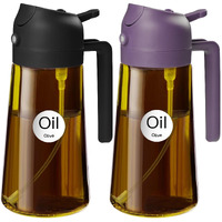 Yarramate 2Pcs 16Oz/470Ml Dark Brown Oil Sprayer For Cooking With Stickers, Food-Grade Premium 2 In 1 Olive Oil Dispenser Bottle For Kitchen Gadgets, Air Fryer, Salad, Frying, Bbq (Black&Purple)