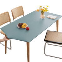 Huierxun Pu Stretch Fitted Rectangle Tablecloth With Elastic Edge 31 X 55 Inch Waterproof Oil Proof Table Cloth Wipeable Table Cover For Indoor Outdoor Furniture Protect (Blue,31""X55"")