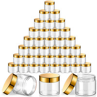 Satinior 36 Pieces Plastic Jars With Lids Round Leak Proof Airtight Container Cosmetic Small Empty Jars For Lotions Ointments Travel Toiletries Creams Make Up Storage(4 Oz,Gold)