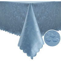 Romanstile Rectangle Vinyl Tablecloth,100% Waterproof Heavy Duty Oil Spill Proof Stain Resistant Plastic Pu Table Cover With Flannel Backing For Kitchen, Dining (Flower Blue, 60 X 102)