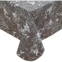 Heavy Duty Vinyl Tablecloth With Flannel Backing Waterproof Oil-Proof Plastic Table Cloth Stain-Resistant Wipeable Rectangle Or Square Table Cover For Indoor And Outdoor (Grey Leaf,60X84 Inch)