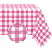 Romanstile Rectangle Vinyl Pvc Tablecloth, 100% Waterproof Buffalo Plaid Plastic Table Cloth, Oil Proof Heavy Duty Wipeable Table Covers For Dining/Camping/Picnic/Outdoor - 54 X 108, Hot Pink