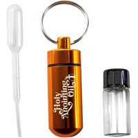 Anointing Oil Bottle Accessory Kit, Gold Keychain Container, Plastic Eyedropper & Small Empty Glass Vial, Screw Top Metal Holder, Protective Travel Set For Holy Oils, Botellas Para Aceite Ungido