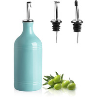 Sweejar Ceramic Olive Oil Dispenser Bottle, Opaque Oil Cruet Protects Oil To Reduce Oxidation, Suitable For Storage Oil, Vinegar, Coffee Syrups & Other Liquids, Pack Of 1, 15.5 Fl Oz (Turquoise)