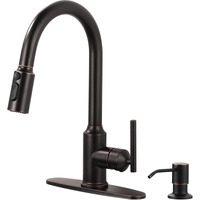 Wowow Kitchen Faucets With Sprayer, Oil Rubbed Bronze Rv Kitchen Faucet, Single-Handle Camper Outdoor Sink Laundry Faucets For Utility 4 Hole Kitchen Faucet For Sink Faucet Kitchen With Soap Dispenser