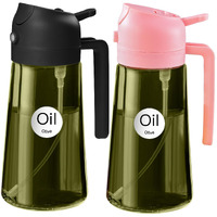 Yarramate 2Pcs 16Oz/470Ml Dark Green Oil Sprayer For Cooking With Stickers, Food-Grade Premium 2 In 1 Olive Oil Dispenser Bottle For Kitchen Gadgets, Air Fryer, Salad, Frying, Bbq (Pink&Black)
