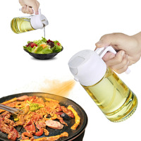Julehui 16Oz Oil Sprayer For Cooking - 2 In 1 Spray & Pour Olive Oil Dispenser - 470Ml Glass Spray Oil Bottle - Kitchen Gadgets White
