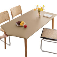 Huierxun Pu Stretch Fitted Rectangle Tablecloth With Elastic Edge 31 X 47 Inch Waterproof Oil Proof Table Cloth Wipeable Table Cover For Indoor Outdoor Furniture Protect (Cream Coffee,31""X47"")