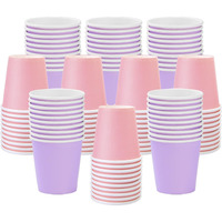 Iuuidu 3 Oz Paper Cups, 100 Pack Bathroom Paper Cups, 3Oz Mouthwash Cups, Bath Rinse Cups For Home, Office, Wedding, Travel (Pink And Purple)