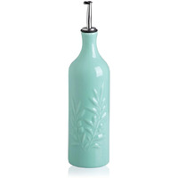 Sweejar Ceramic Olive Oil Dispenser Bottle, 24 Oz Relief Design Evoo Oil And Vinegar Dispensing Bottle With Spout For Kitchen, Set Of 1 (Turquoise)