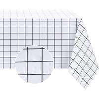 Romanstile Rectangle Plastic Tablecloth, 100% Waterproof Oil-Proof Checkered Pvc Table Cloths, Heavy Duty Vinyl Table Covers For Dining, Camping, Picnic, Outdoor - 54 X 120 Inch, White