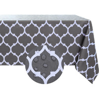 Romanstile Rectangle Plastic Tablecloth, 100% Waterproof Oil-Proof Checkered Pvc Table Cloth, Heavy Duty Vinyl Table Cover For Dining, Camping, Picnic, Outdoor - 54 X 78 Inch, Moroco Grey