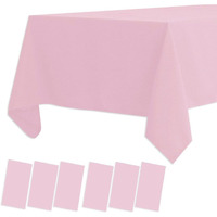 6 Pack Plastic Tablecloths Disposable Plastic Table Covers Table Cloths Bbq Picnic Birthday Wedding Parties Tablecloth Waterproof Oil-Proof Table Cloth Light Weight Light Pink Table Cover 54 X 108 In