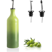 Sweejar Large Ceramic Olive Oil Dispenser Bottle, Opaque Oil Cruet Protects Oil To Reduce Oxidation, Storage Oil, Vinegar, Soy Sauce & Other Liquids, Pack Of 1, 24 Fl Oz (Gradient Green)