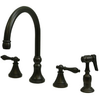 Kingston Brass Ks2795Albs Governor Widespread Kitchen Faucet, 8-1/4"" Spout Reach, Oil-Rubbed Bronze