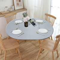 Nlmuvw Oval Fitted Vinyl Tablecloth With Elastic Edge 100% Waterproof Oil Proof Pvc Table Cloth Wipe Clean Table Cover For Indoor And Outdoor, 42""- 65"", Light Grey