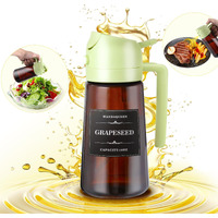 Wandaqueen 2 In 1 Olive Oil Sprayer For Cooking, 16Oz Olive Oil Dispenser Bottle For Kitchen With 8 Stickers, Upgraded Brown Green