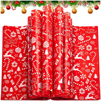 100 Pcs Christmas Wax Paper Sheets For Food, Sandwich Wrap Paper Deli Wraps, Waterproof Oil-Proof Picnic Basket Liners With Snowflakes Candy Pattern For Kitchen Handmade Food(Red)