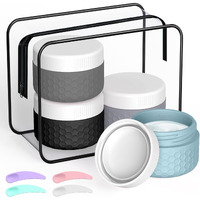Travel Containers For Toiletries, Portable Size Containers, Tsa Approved Travel Size Toiletries, Silicone Cream Jars, Leak-Proof Skincare Essentials For Cream Lotions (Dark Gray)