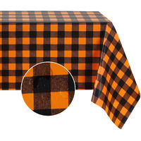 Romanstile Rectangle Vinyl Pvc Tablecloth, 100% Waterproof Buffalo Plaid Plastic Table Cloth, Oil Proof Heavy Duty Wipeable Table Covers For Dining/Camping/Picnic/Outdoor - 54 X 78, Black And Orange