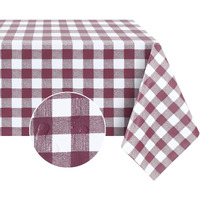 Romanstile Square Vinyl Pvc Tablecloth, 100% Waterproof Buffalo Plaid Plastic Table Cloth, Oil Proof Heavy Duty Wipeable Table Covers For Dining/Camping/Picnic/Outdoor - 60 X 60, Burgundy