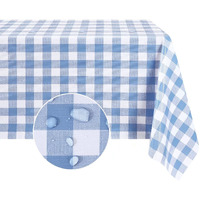 Romanstile Square Vinyl Pvc Tablecloth, 100% Waterproof Buffalo Plaid Plastic Table Cloth, Oil Proof Heavy Duty Wipeable Table Covers For Dining/Camping/Picnic/Outdoor - 60 X 60, Light Blue
