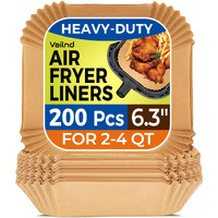 Air Fryer Paper Liners, 200Pcs Air Fryer Liners Disposable, 6.3"" Square Baking Liner For 2-4 Qt Airfryer Basket, Non-Stick And Oil Proof Parchment Paper For Oven, Pans & Baking