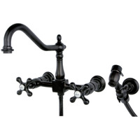 Kingston Brass Ks1245Axbs Heritage Bridge Kitchen Faucet, 8-1/2"" Spout Reach, Oil Rubbed Bronze