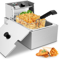 Deep Fryer With Basket 10L/12.7Qt 1700W Electric Deep Fryers 0.7Mm Thickened Stainless Steel Countertop Oil Fryer Large Capacity For Home And Commercial Use With Temperature Limiter (6L)