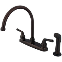 Kingston Brass Fb795Sp 8-3/4-Inch In Spout Reach Magellan 8-Inch Centerset Kitchen Faucet With Abs Sprayer, Oil Rubbed Bronze