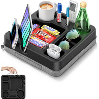Couch Cup Holder Tray Couch Cup Holder Pillow Bed Tray Sofa Car Seat Caddy Beach Organizer Sofa Drink Holder Anti-Spill Portable Snack Caddy Couch Remote Holder For Phone Tablet Beverage Pen Black