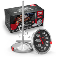 Awlkim 2 Pack Stainless Steel Meat Thermometer, Safe Leave In Oven, 2.5-In Extra-Large Dial Food Thermometer For Cooking, Temperature Probe For Baking, Steak, Turkey - Kitchen Gadgets - Black