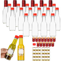 Alotpower 24 Pack Hot Sauce Bottles 5Oz, Empty Clear Glass Woozy Bottles With Leak-Proof Red Screw Caps, Dripper Inserts & Shrink Capsules - Perfect For Homemade Sauces, Oils & Diy Crafts