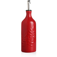 Sweejar Ceramic Olive Oil Dispenser Bottle, 20 Oz Relief Opaque Oil Cruet Protects Oil To Reduce Oxidation, Suitable For Storage Oil, Vinegar, Soy Sauce, Coffee Syrup, Liquids, Set Of 1 (Red)