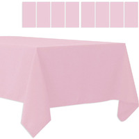 8 Pack Plastic Tablecloths Disposable Table Covers Plastic Table Cloths Bbq Picnic Birthday Wedding Parties Waterproof And Oil-Proof Table Cloth Light Weight Thin Light Pink Tablecover 54 X 108 In
