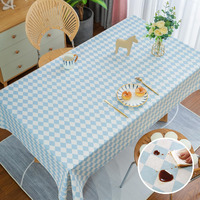 Homoheini Rectangle Table Cloth,100% Waterproof Tablecloth Oil Proof Spill Proof Vinyl Table Cloth, Wipe Clean Plastic Table Cover For Dining, Camping, Indoor And Outdoor 54"" X 78"",Blue Checkered