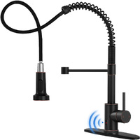Djs Kitchen Faucets With Pull Down Sprayer Oil Rubbed Bronze -?Touchless? Single Handle 1 Or 3 Holes Spring Kitchen Sink Faucet With Deck Plate For Farmhouse Rv Vessel Basin