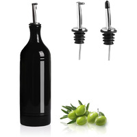 Sweejar Large Ceramic Olive Oil Dispenser Bottle, Opaque Oil Cruet Protects Oil To Reduce Oxidation, Suitable For Storage Oil, Vinegar, Soy Sauce & Other Liquids, Pack Of 1, 24 Fl Oz (Black)