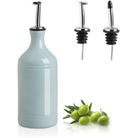 Sweejar Ceramic Olive Oil Dispenser Bottle, Opaque Oil Cruet Protects Oil To Reduce Oxidation, Suitable For Storage Oil, Vinegar, Coffee Syrups & Other Liquids, Pack Of 1, 15.5 Fl Oz (Light Blue)